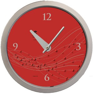 14.5" Vines and Dots Caliente Contemporary Body Quartz Movement Decorative Wall Clock Silver - The Chicago Lighthouse: Indoor Round Timepiece - 1 of 4