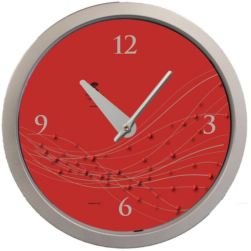 14.5&#34; Vines and Dots Caliente Contemporary Body Quartz Movement Decorative Wall Clock Silver - The Chicago Lighthouse, 1 of 6