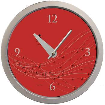 14.5" Vines and Dots Caliente Contemporary Body Quartz Movement Decorative Wall Clock Silver - The Chicago Lighthouse