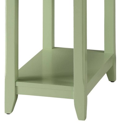 Bertie Light Green Wooden Accent Table with Drawer and Shelf