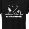 Women's - Peanuts - Snoopy Take A Break Short Sleeve Graphic T-Shirt - 2 of 4