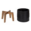 Kate and Laurel Gavri Round Metal Freestanding Planter, 11.25" Diameter, Black - 4 of 4