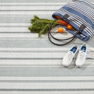Gray and White Synthetic Stripe Runner Rug 2'5" x 8'