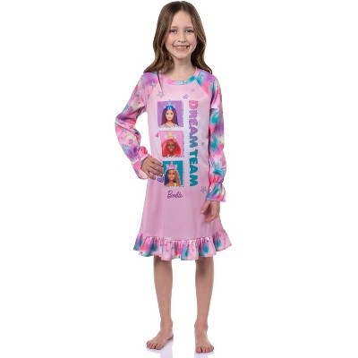 Barbie Girls' Dream Team Characters Unicorn Sleep Pajama Dress Nightgown Pink