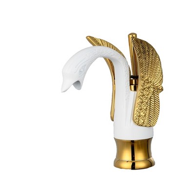 BWE Swan Single Hole Single-Handle Bathroom Vessel Sink Faucet With Pop Up Drain & Overflow Cover