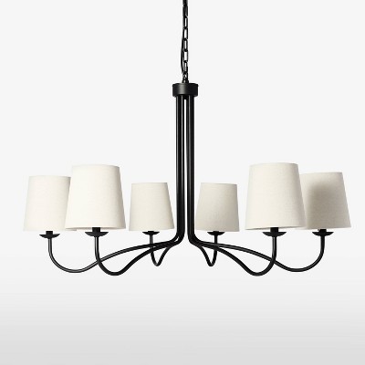 6-Arm Candelabra Chandelier Ceiling Light Black Finish - Hearth & Hand™ with Magnolia: UL Listed, Iron Body, Adjustable Height