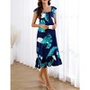 Womens Nightgowns Sleeveless Lounge Maxi Dress with Ruffle Hem Square Neck Cap Sleeve Pajama Dress for Lady - 3 of 4