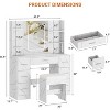 Vanity Desk with Mirror, Led Lights and Power Outlet, Makeup Vanity Table with Chair, 3 Color Light & Brightness Adjustable - 2 of 4