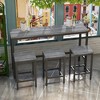 Oversart Modern Design Kitchen Dining Table, Pub Table, Long Dining Table Set with 3 Stools, Easy Assembly, Gray (Same SKU:W75753845) - 3 of 4