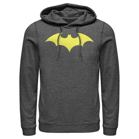 Men s Batman Winged Hero Symbol Pull Over Hoodie Charcoal Heather X Large