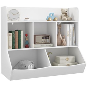 INFURNIC Decorative Bookshelf 3 Tier Kids Toy Shelf with 5 Compartments and Anti Tip Device, White, 36"*16.9"*31.1" - 1 of 4
