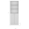 HomeRoots 71" White Wood Three Tier Bookcase with Two Doors - 3 of 4