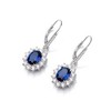 18K White Gold Sapphire Halo Leverback Earrings - 4 of 4