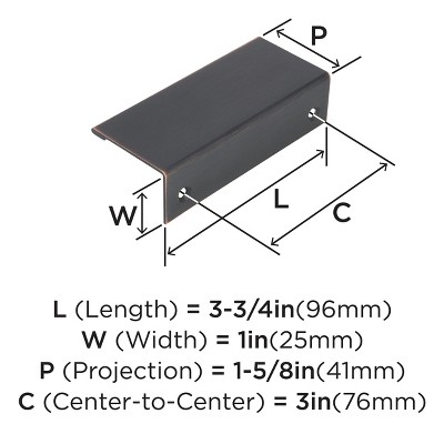 Oil-Rubbed Bronze Modern Finger Cabinet Pull with Mounting Hardware