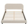 Queen Size Velvet Upholstered Platform Bed,Solid Frame and Stylish Curve-shaped Design - 3 of 4