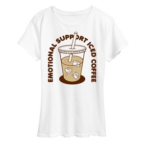 Women's - Instant Message - Emotional Support Iced Coffee Short Sleeve Graphic T-Shirt - 1 of 4