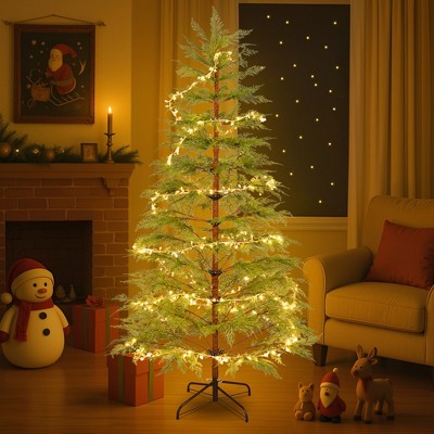 SKRAN 6FT Hinged Artificial Christmas Tree, Realistic appearance, with Adjustable Branches, Sturdy Metal Base, Christmas Decoration
