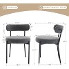 Acekool Mid-Century Dining Chairs Set of 2 with Boucle Upholstery, Curved Backrest & Adjustable Feet - Light Grey with Black Legs - 2 of 4