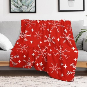 Winter Snowflakes Red Christmas Throw Blanket Soft Fleece Christmas Blanket Cozy Flannel Throw for Couch Bed 60x80 inches - 1 of 1