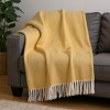 HomeRoots 55" X 70" Gold And White Cotton Blend Woven Herringbone Plush Throw Blanket with Fringe - 2 of 4
