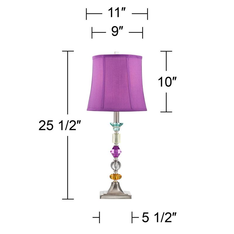 360 Lighting Bijoux Modern Table Lamps 25 1/2" High Set of 2 Clear Stacked Gem Purple Bell Shade for Bedroom Living Room Bedside Nightstand Office, 4 of 12