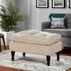 Angel Sar Tufted Fabric Ottoman Foot Stool, Pouf Ottoman With Pillow Top, Upholstered Bed Ottoman - 2 of 4