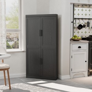 Wooakway Natural Wood/Black/Light Walnut/White Decorative Storage Cabinet Corner Kitchen Dining Cabinet Freestanding Cupboard Adjustable Shelves Home - 1 of 4