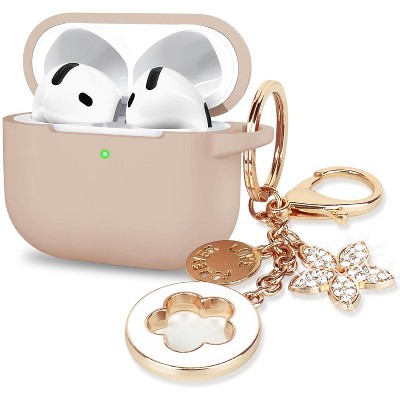 BONGEEK Silicone Apple Airpods 4th Generation - VOTILE 2031 Bling Cover with Keychain, Earbuds Charging Accessory for Women Girls -Milk Tea