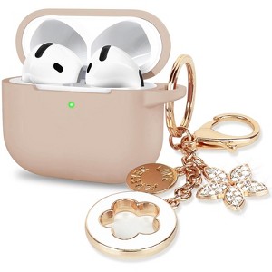 BONGEEK Silicone Apple Airpods 4th Generation - VOTILE 2031 Bling Cover with Keychain, Earbuds Charging Accessory for Women Girls -Milk Tea - 1 of 4