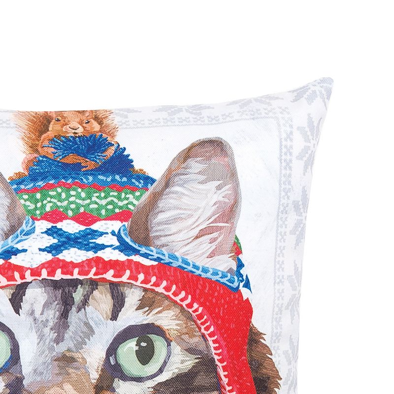C&F Home 18" x 18" Winter Hat Cat Indoor/Outdoor Christmas Holiday Throw Pillow, 3 of 6