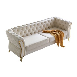 NicBex 87.4 Inch Velvet Tufted 2-Seat Sofa with Metal Legs for Living Room,Apartment,Bedroom - 1 of 4
