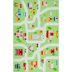 Santa Monica Kids SMK100 Power Loomed Machine Washable Skid-Resistant Indoor Accent Rugs - Light Green - 3'x5' - Safavieh Kids - 1 of 4
