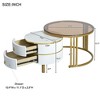 CAVINAS Coffee Tables for Living Room Φ27.5" Stackable Nesting Coffee Table Round Center Table Set with Drawers, Golden+White - 4 of 4