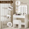 Vanity Desk with Mirror and Lights, Makeup Vanity with Power Outlet & Cushioned Stool, 3 Lighting Modes Adjustable Brightness, Dressing Table - 2 of 4