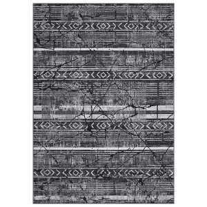 COZONY Washable Geometric Area Rug, Marble Boho Pattern Non Slip Thin Carpet for Living Room Dining Room Bedroom - 1 of 4
