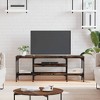 CLIHOME Iron Large TV Stands and Consoles, Metal TV Storage Cabinet 2 Open Compartments - 2 of 4