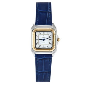 Peugeot Women's Watch 36mm Square Tank Shape Blue Leather Strap Watch - 1 of 4
