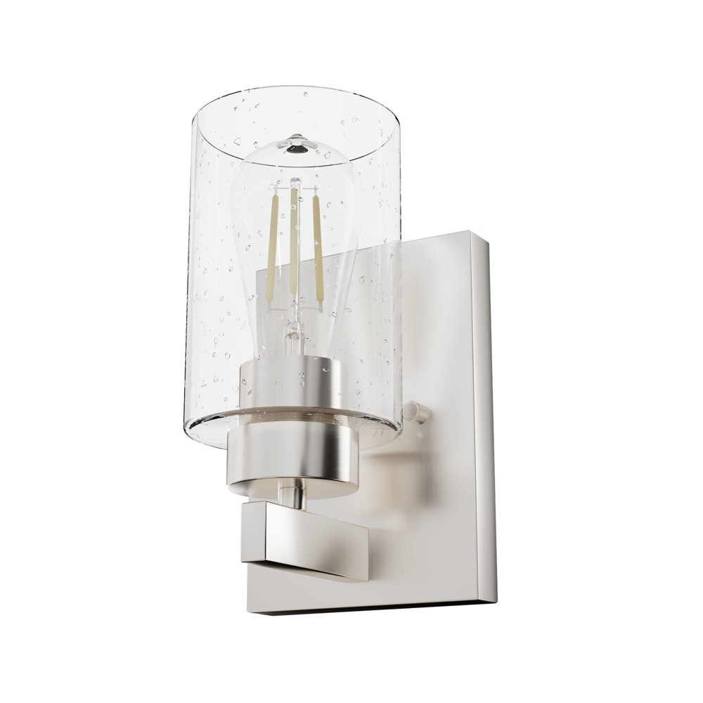 Photos - Chandelier / Lamp Hartland Seeded Glass Sconce Wall Light Fixture Brushed Nickel - Hunter Fa