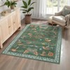 Washable Modern Farmhouse Area Rug with Butterflies Flowers Print, Botanical Low Pile Soft Large Carpet for Home Decor - 4 of 4