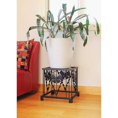 16" Black Wrought Iron Butterfly Plant Stand