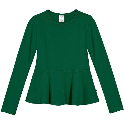 City Threads USA-Made Girls Soft Cotton Long Sleeve Peplum Tee