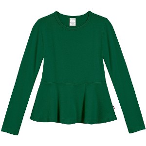City Threads USA-Made Girls Soft Cotton Long Sleeve Peplum Tee - 1 of 4