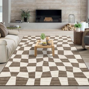 Area Rug Living Room Rugs - Washable Modern Abstract Soft Thin Large Rug Indoor Floor No Slip Rug Carpet for Bedroom Under Dining Table - 1 of 4