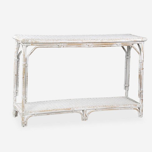 Sumba Console Table White East At, White Wicker Console Table