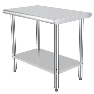 COZONY NSF Stainless Steel Table with Backsplash, Heavy Duty Commercial Kitchen Prep Table with Adjustable Under Shel - 1 of 4