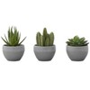 NicBex Set of 3 Succulent in Cement Pots, 6"H Faux Fake Plants Artificial Plants Indoor, Tabletop Greenery for Desk, Shelf & Windowsill Decor - 2 of 4