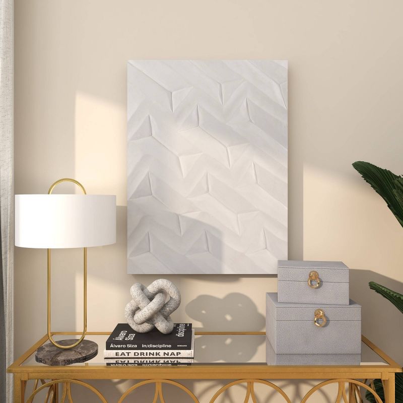 Wood Geometric Carved Wall Decor White - CosmoLiving by Cosmopolitan, 1 of 15