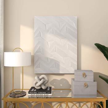 Wood Geometric Carved Wall Decor White - CosmoLiving by Cosmopolitan