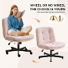 VINGLI Swivel Armless Criss Cross Chair with Dual-Use Wheels,Cross-Legged Office Desk Chair,Vanity Chair,Teddy Fleece Light Pink - 3 of 4