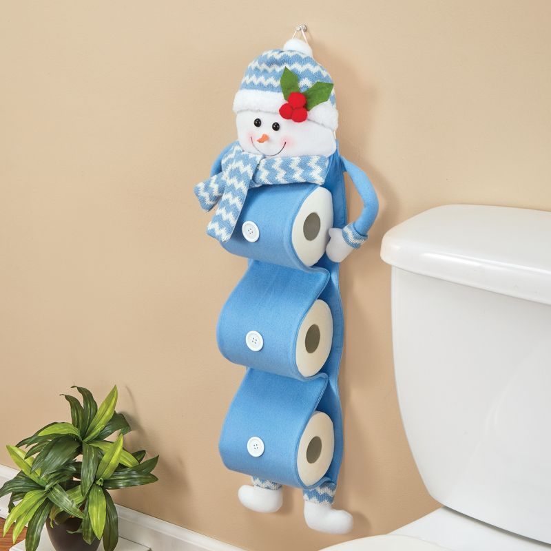 Collections Etc Festive Snowman Hanging Toilet Paper Holder, 2 of 3